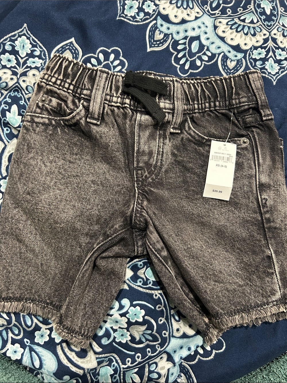 GAP Kids Gray Acid-Wash Denim Shorts with Drawstring